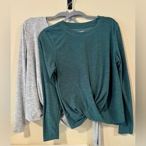 Old Navy Teal and Gray Long Sleeve Twist Tops
